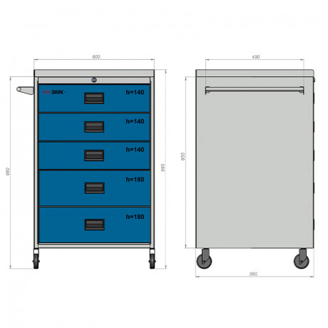 Тумба мобильная усиленная 995.600.590